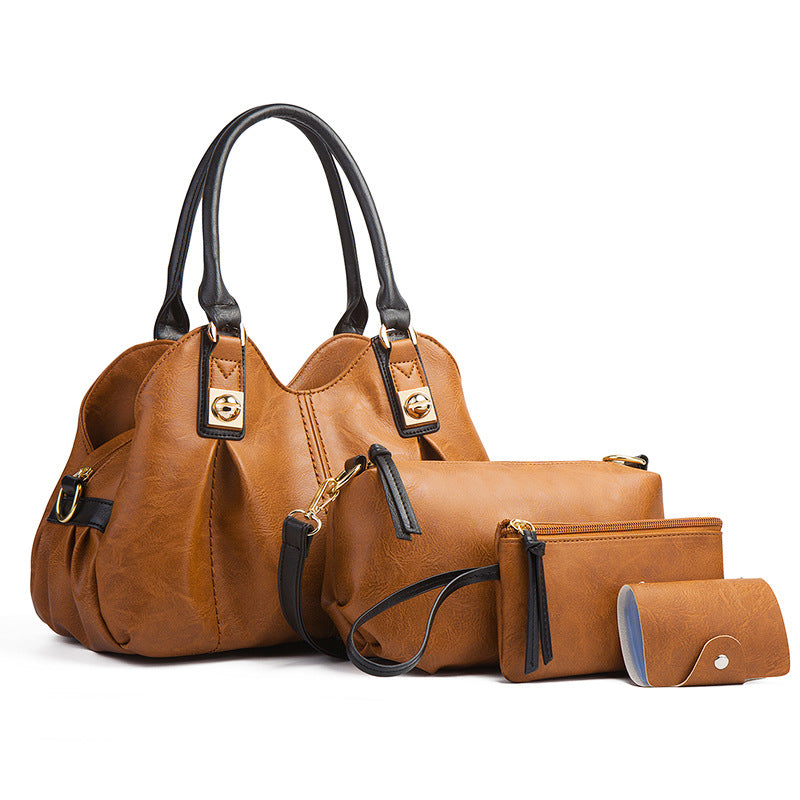 Wholesale PU Retro Mother and Child Bag Three Piece Set Handbag Single Shoulder Bag Diagonal Straddle Bag